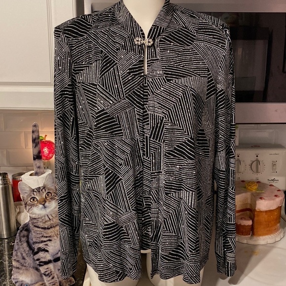 P women R&M Richard’s stretch long sleeve sparkle 2 pc attached top size 18 - Picture 1 of 6